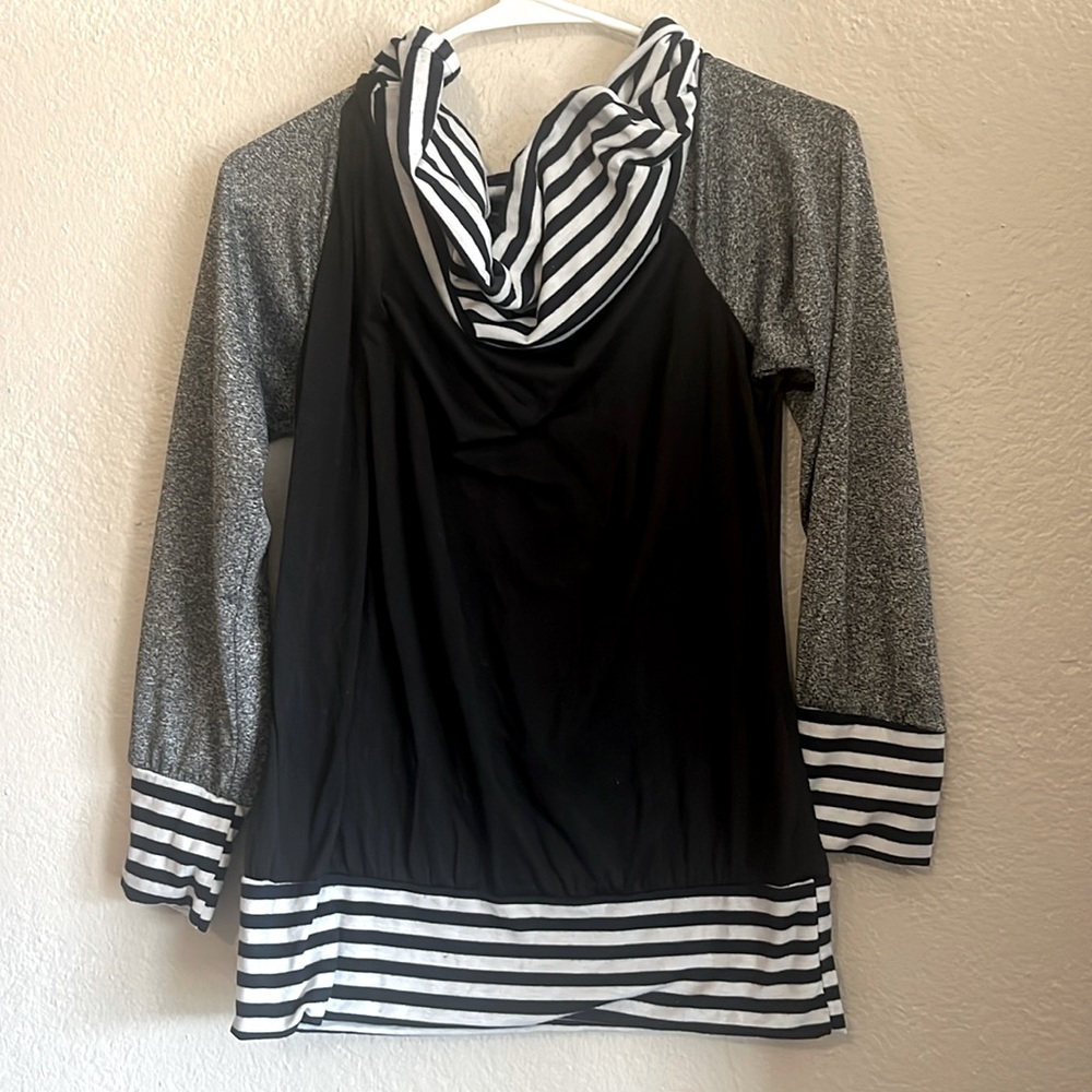 Black and white striped long sleeve shirt